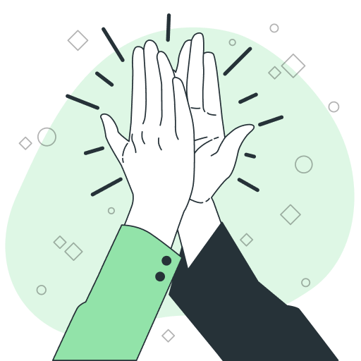 Руки выполняют хлопок на фоне абстрактных геометрических элементов.