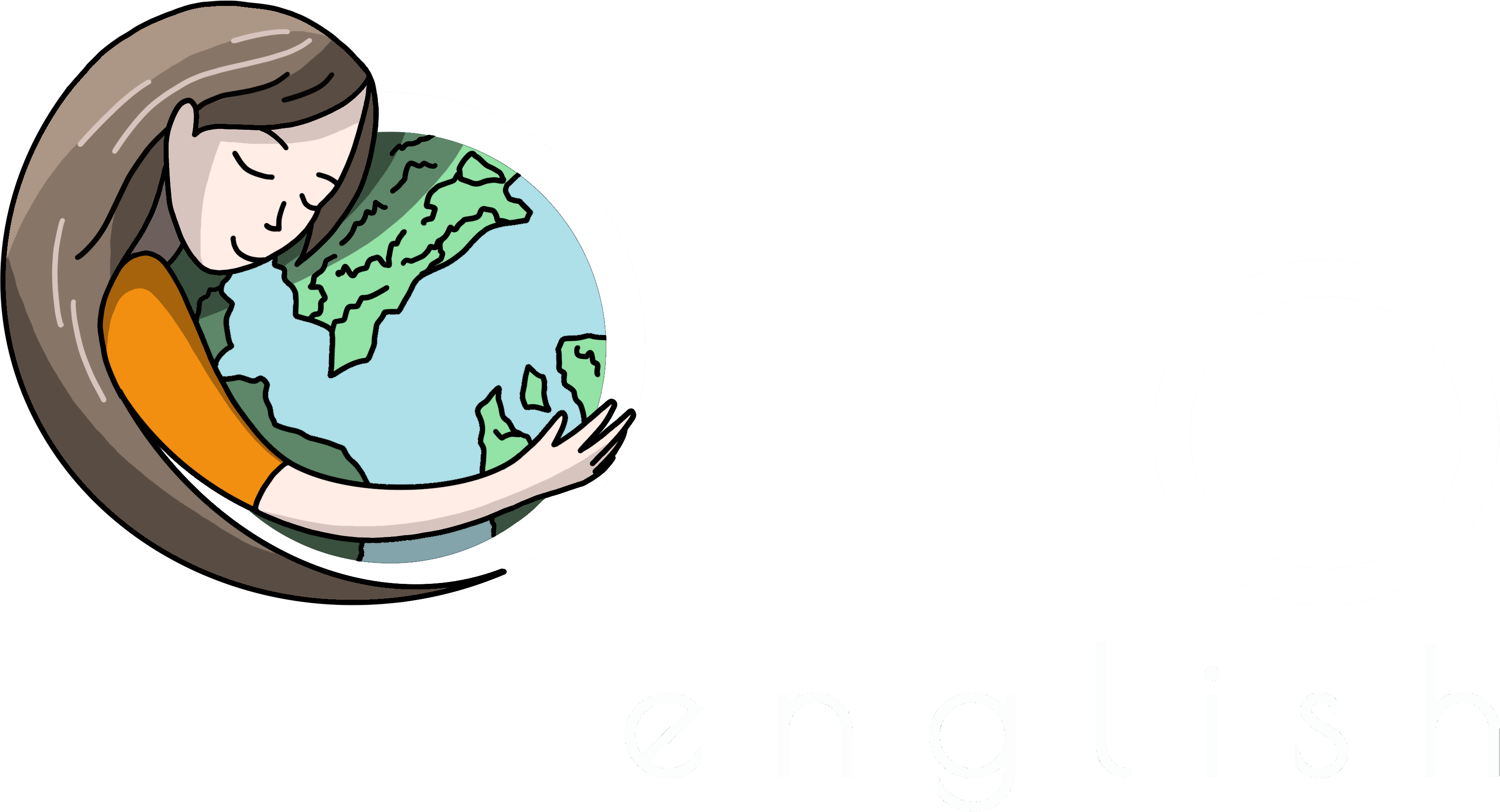 девушка обнимает земной шар, название "Lio English".